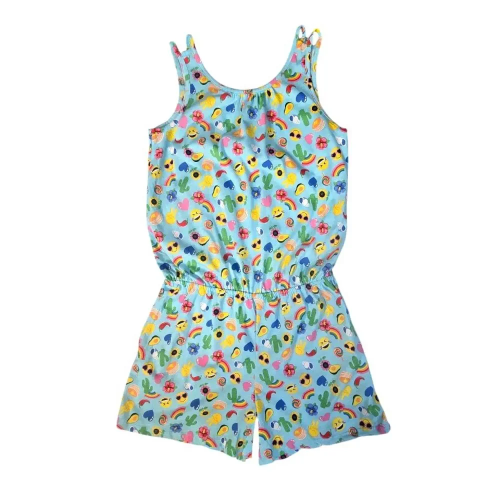 The Childrens Place Romper Kids XXL 16 Blue‎ Emoji Rainbow Cactus Kidcore Summer